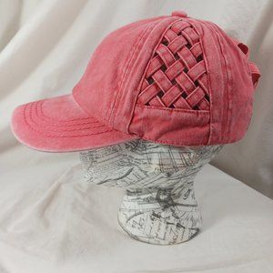 CC Exclusives Women's Criss-Cross Basket Weave Ponytail Hat Ponycap Red